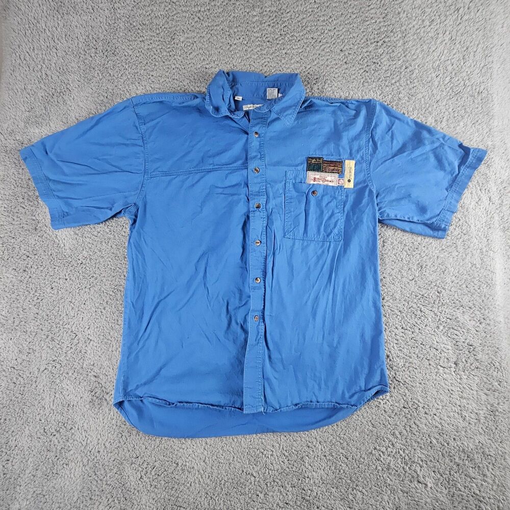 Vintage Bugle Boy Shirt Mens XL Blue Short Sleeve Tags Pocket Casual Street Y2K